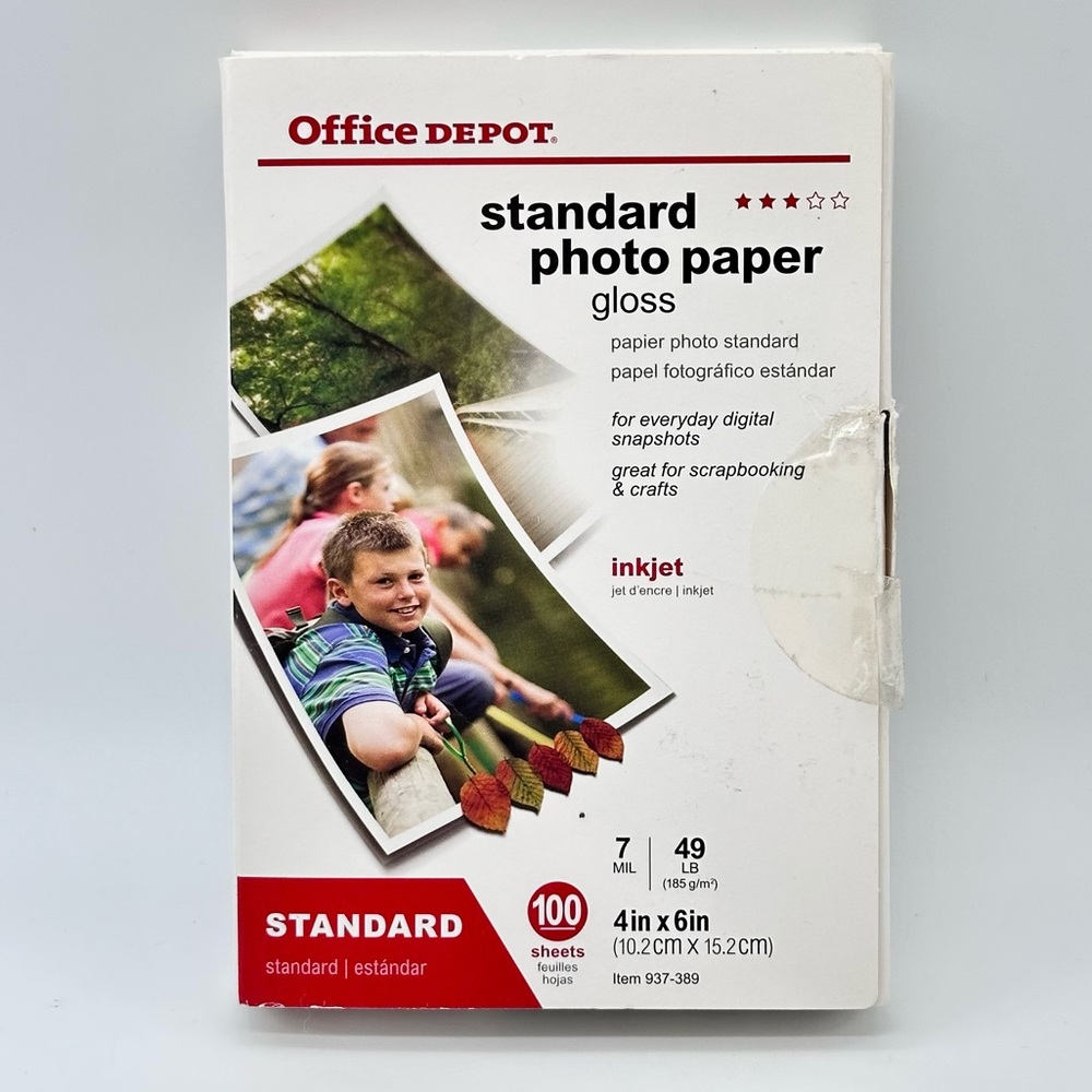 Office Depot Standard Photo Paper, Glossy, 4in. x 6in., 7 Mil (USED)